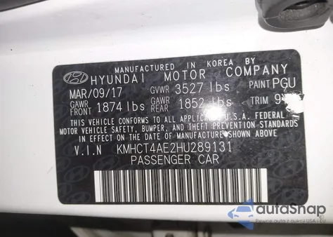 2017 Hyundai Accent Se from USA, damaged, VIN KMHCT4AE2HU289131